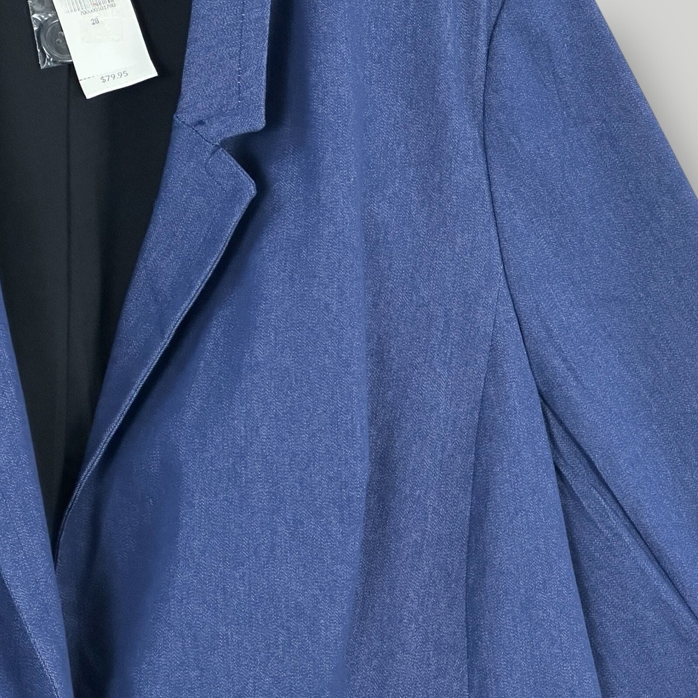 NEW $79 Lane Bryant Denim Blazer Jacket Size 28 Cotton Blend Blue One Button NWT - Picture 2 of 7